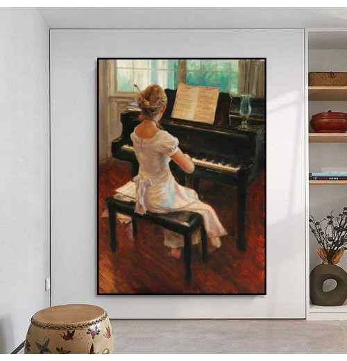 Customized Handmade or Printed Oil Painting for Home Decor Wall Piano Room Decorative Painting Child Girl Music Classical Customized Handmade or Printed Oil Painting for Home Decor Wall Piano Room Decorative Painting Child Girl Music Classical