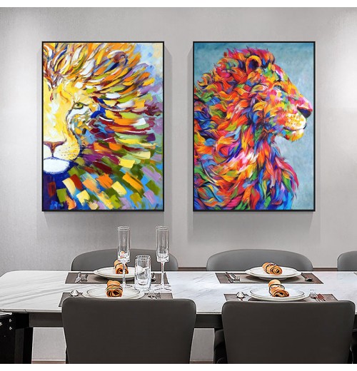 Wholesale custom hand painted abstract oil painting on canvas gold lion oil painting wall frames home decoration living room Wholesale custom hand painted abstract oil painting on canvas gold lion oil painting wall frames home decoration living room