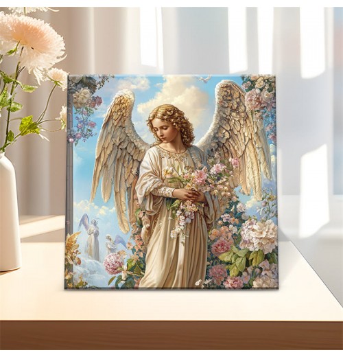 Pretty Angel Girl Beautiful Flower Pattern Resin And Plastic Home Ornaments Element Art Canvas Oi Painting Photo Frame Pretty Angel Girl Beautiful Flower Pattern Resin And Plastic Home Ornaments Element Art Canvas Oi Painting Photo Frame